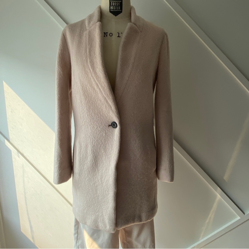 Club Monaco Nude Pink Wool Mohair Blend Coat XS | Soft Minimalist | Quiet Luxury